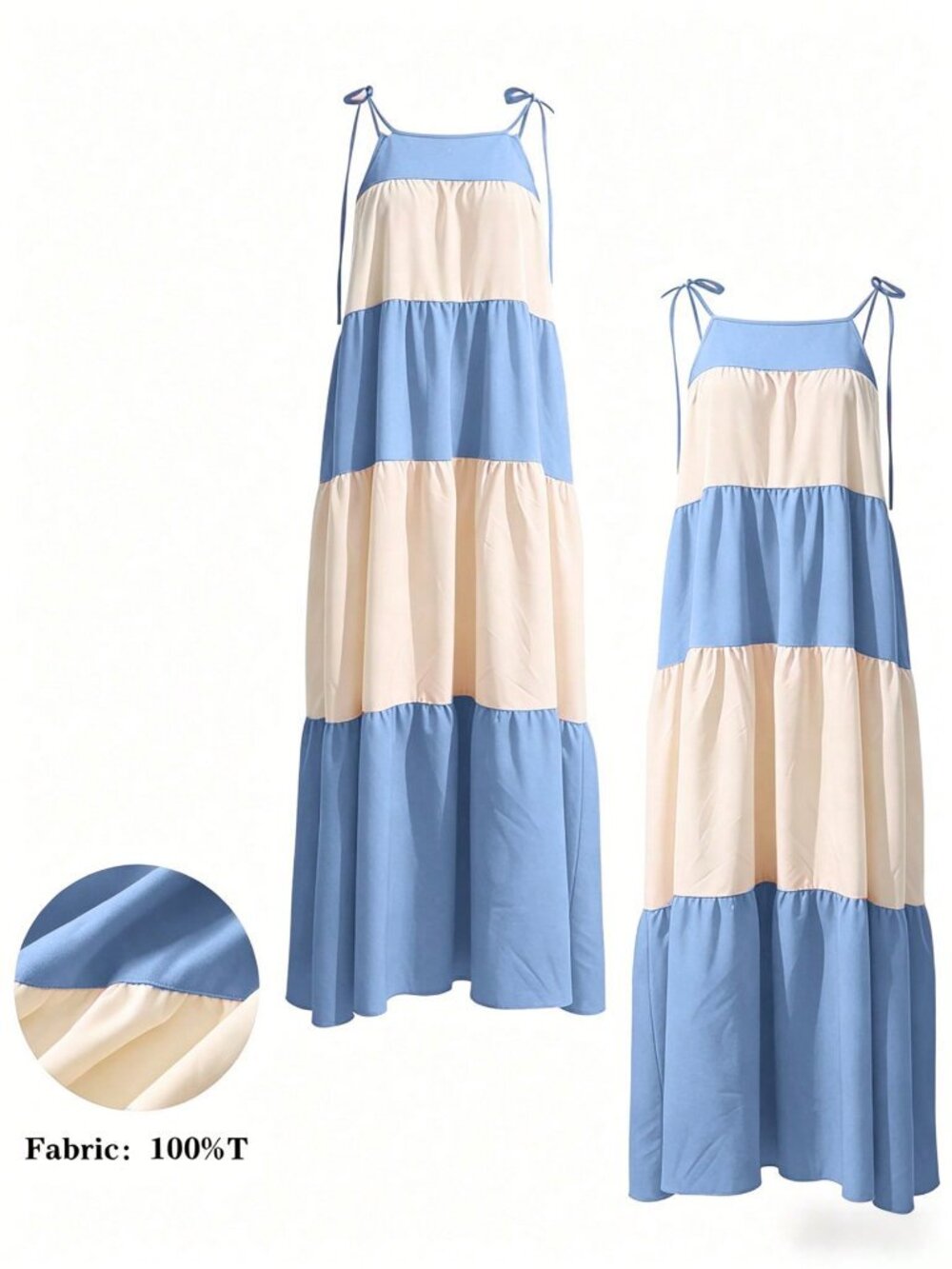 blue stripe Casual Women's Colorblock maxi dress - Picture 7 of 7